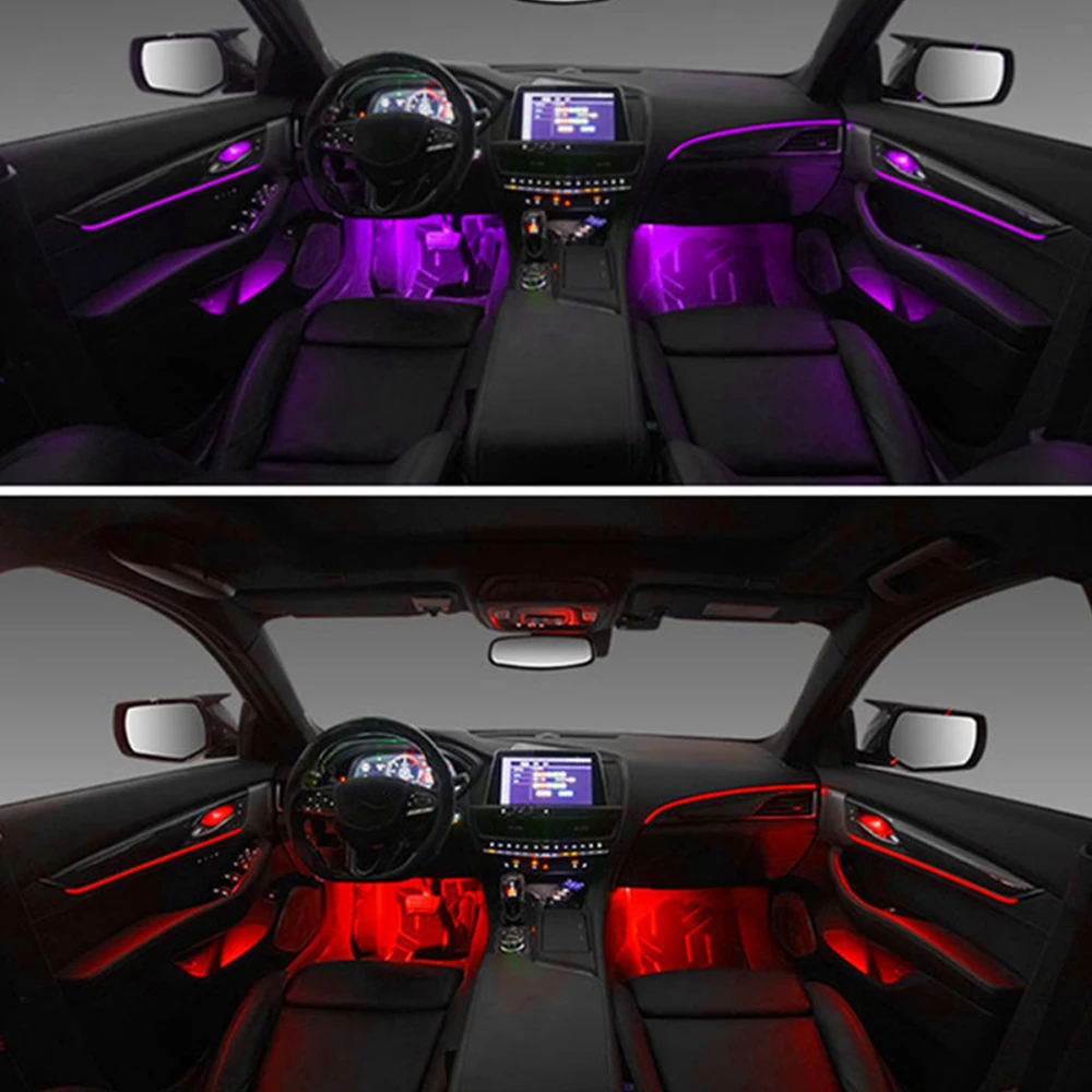 For Cadillac CT5 2020-2022 Button Control Decorative Ambient Light 64-Color Atmosphere Lamp illuminated LED Strip