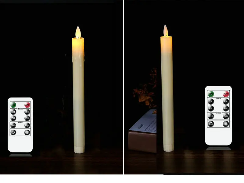 

Remote controlled Led Taper Candle Moving Wick Flickering Window Candles Battery Operated Christmas Home Table Decoration-H10"