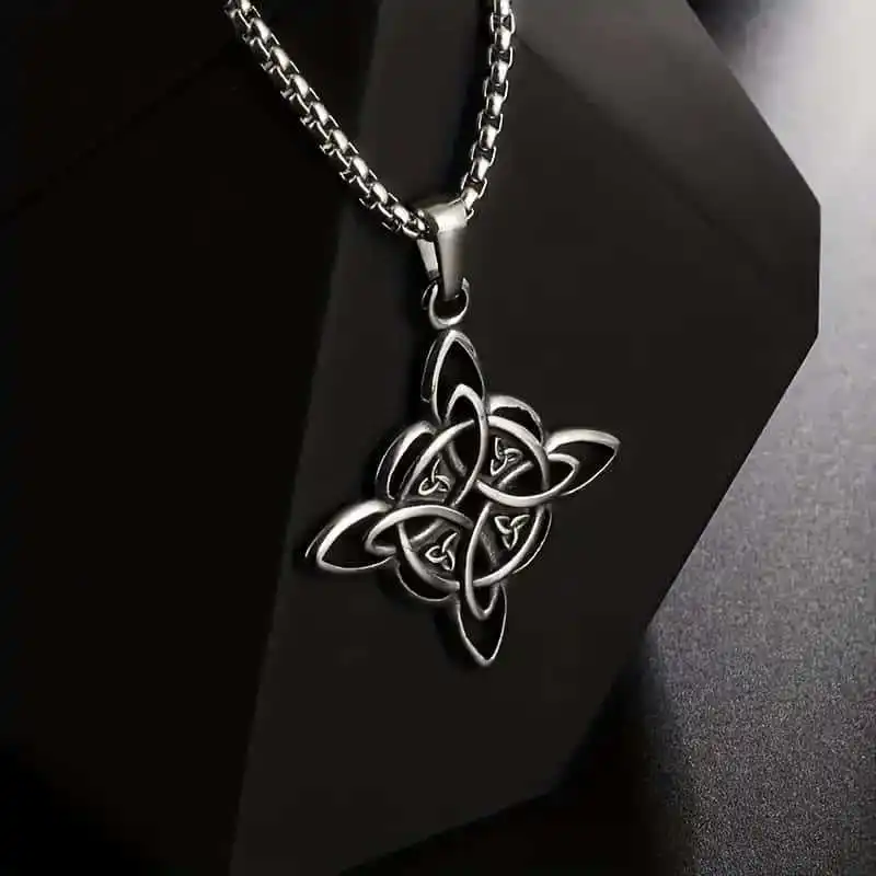 Irish Witchcraft Celtic Witch Knot Pendant Necklace for Men Women Slavic Protection Lucky Amulet Jewelry - view 2