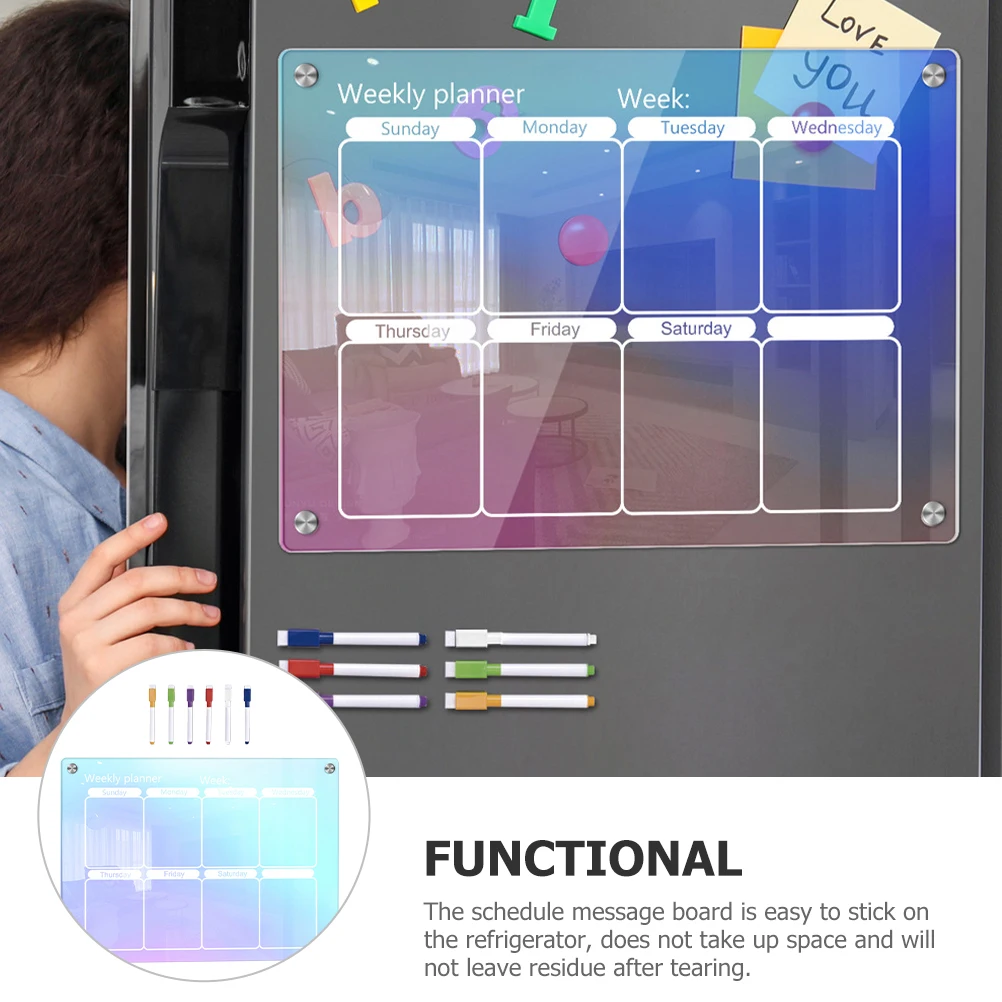 

Magnetic Weekly Planner Acrylic Dry Erase Board Large Size Reusable H written Note Fridge Kitchen Schedule Daily To Do List