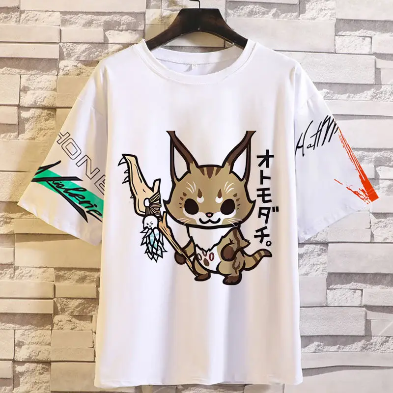 أنيمي لعبة الوحش هنتر العالم تي شيرت الرجال قصيرة الأكمام التعاون Zorai التنين Elrode لعبة الملابس