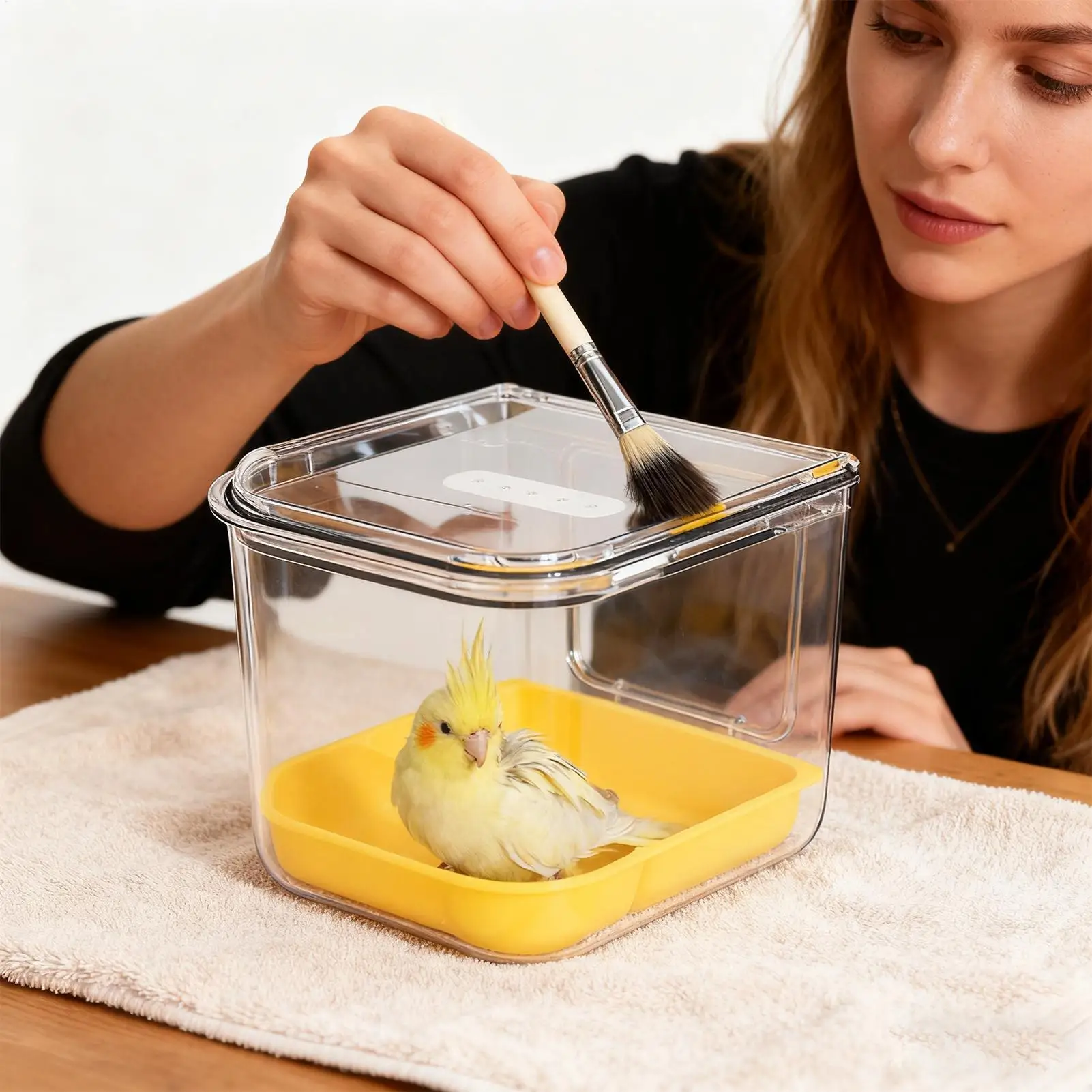 

Кормушка для птиц для клетки, прозрачная кормушка для птиц, подвесная клетка, контейнер для ванны для Conure, попугая, попугая, канарка