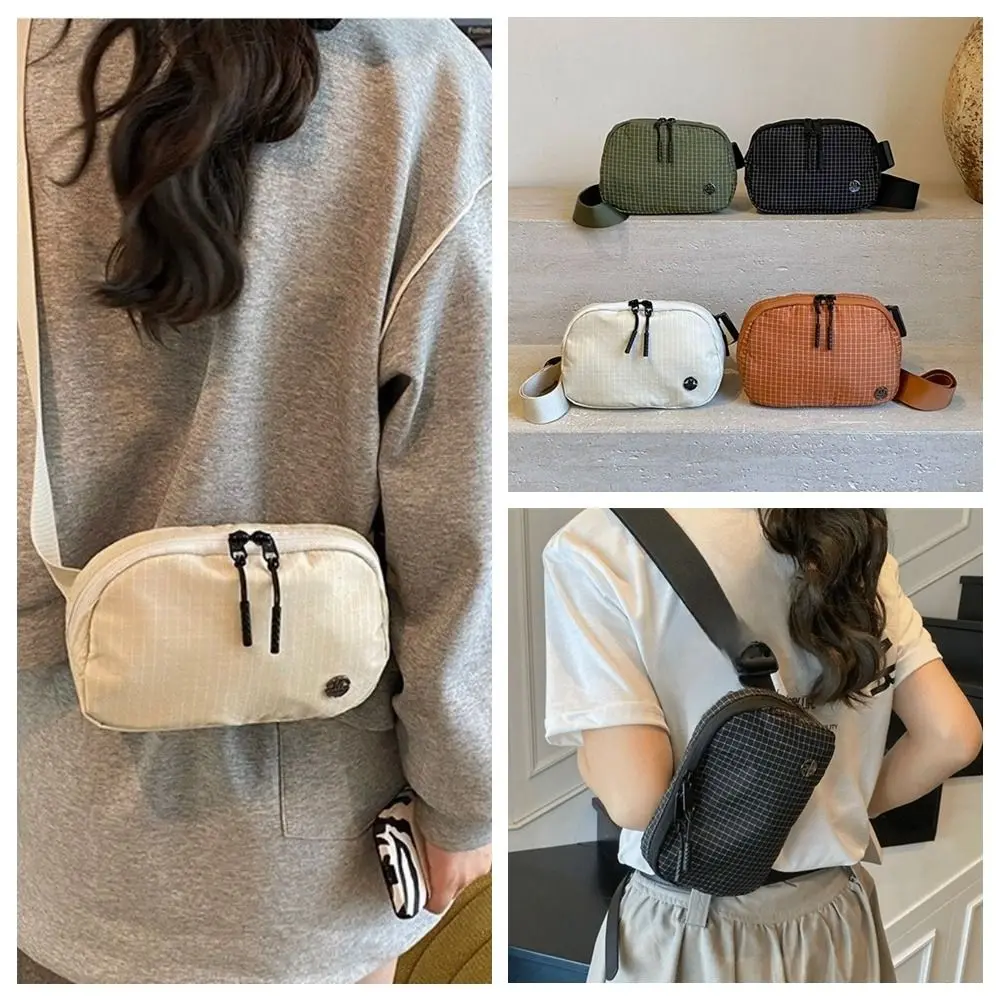 

Fashion Solid Color Nylon Shoulder Bag Leisure Multipocket Crossbody Bag Korean Style Adjustable Strap Sports Phone Bag Unisex
