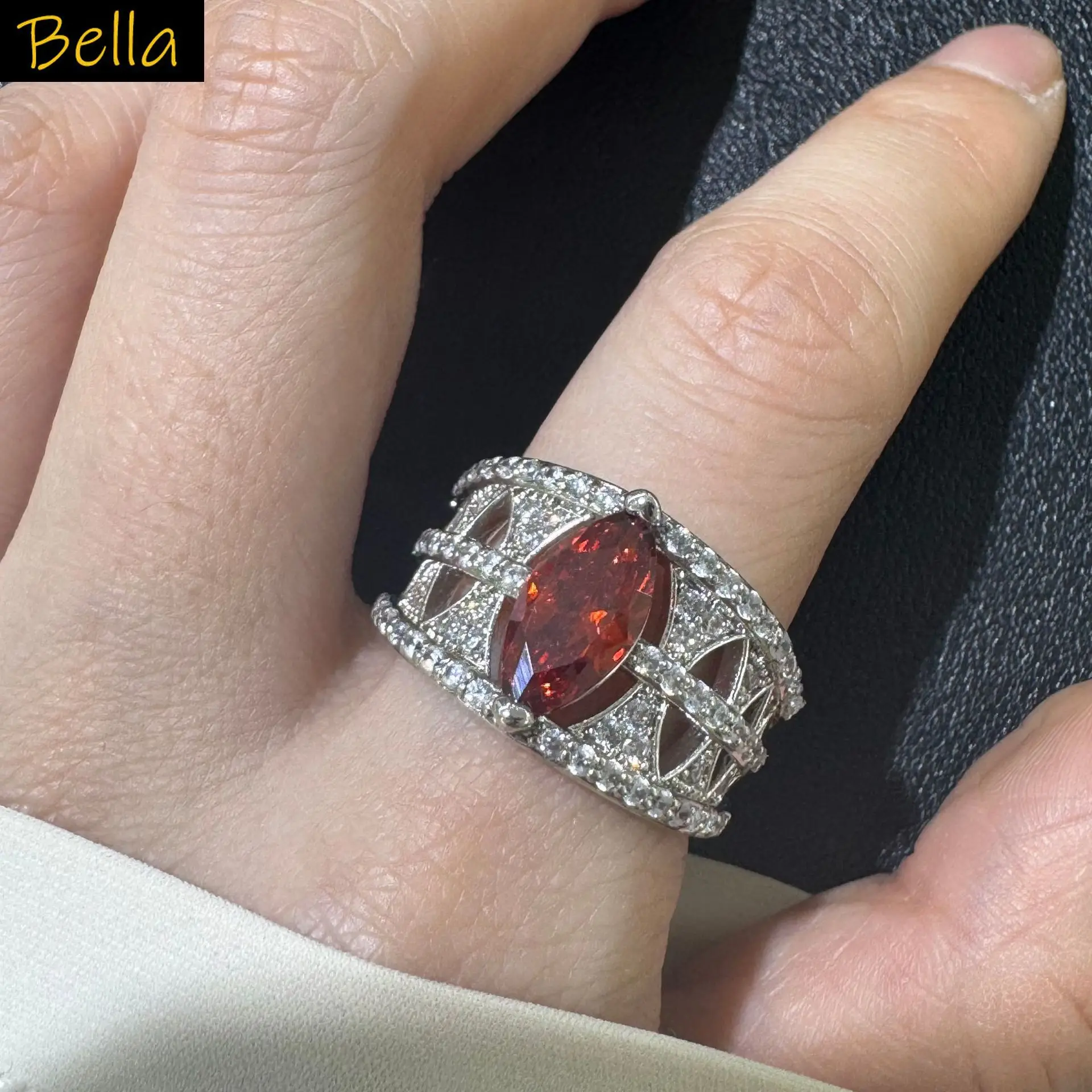 

fashion Hollow Crown Ring with Colored CZ Stone Silver Gold Plated Statement open ring for women Jewelry