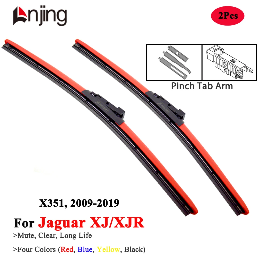 

LNJING Colorful Wiper Blades For Jaguar XJ XJR X351 Sedan 2012 2015 2016 2017 2018 2019 Car Luxury Accessories Red Hybrid Wipers