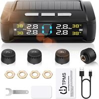 4 External/Internal Sensors TPMS Tire Pressure Monitoring System Solar/USB Dual Power Car TPMS For RV truck van Car