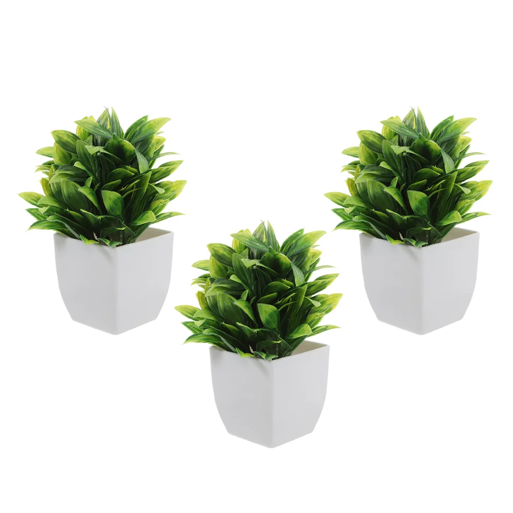 

3 Pcs Simulated Potted Plant Mini Plants Decor Artificial Indoor Green Bonsai Tree Pp Desktop Decorations for Office