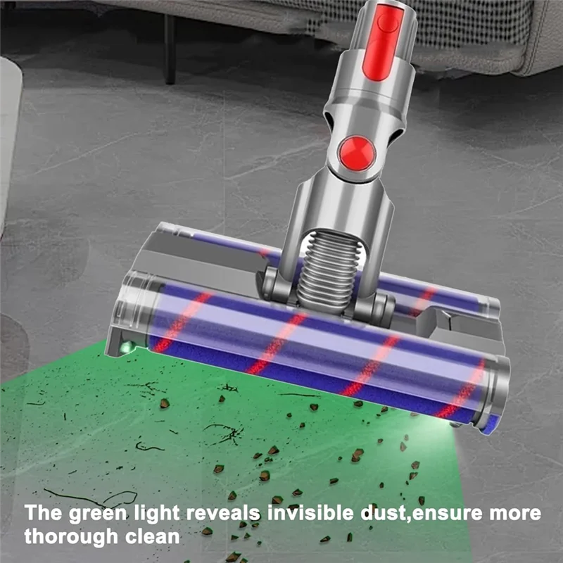 B51C Voor Dyson V7 V8 V10 V11 V15 Zachte Dual Roller Roterende Opzetborstel Vacuüm Bijlagen Met Groene LED Licht voor Harde Vloeren