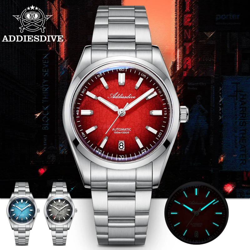 

ADDIESDIVE Automatic Luxury Watch NH35A Movement 316L BGW9 Luminous Dial 100M Waterproof Bubble Glass Elegant Design for Men