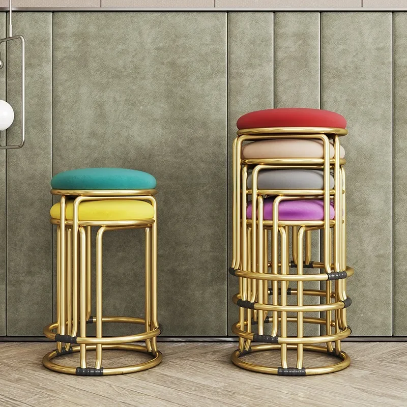 Stool home modern simple stackable dining table round stool Internet celebrity small chair makeup bench