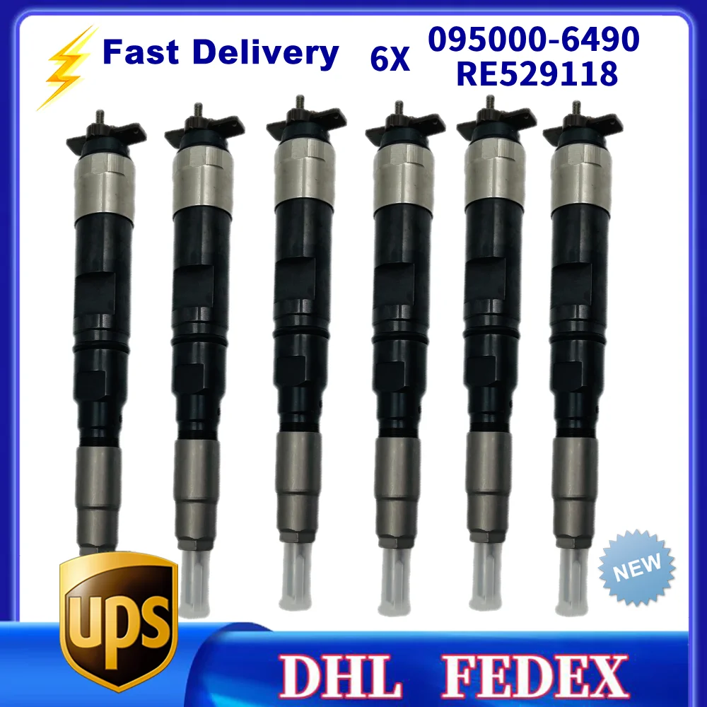 

6X Fuel Injector 095000-6490 095000-6492 DZ100217 RE529118 For JOHN DEERE D7430