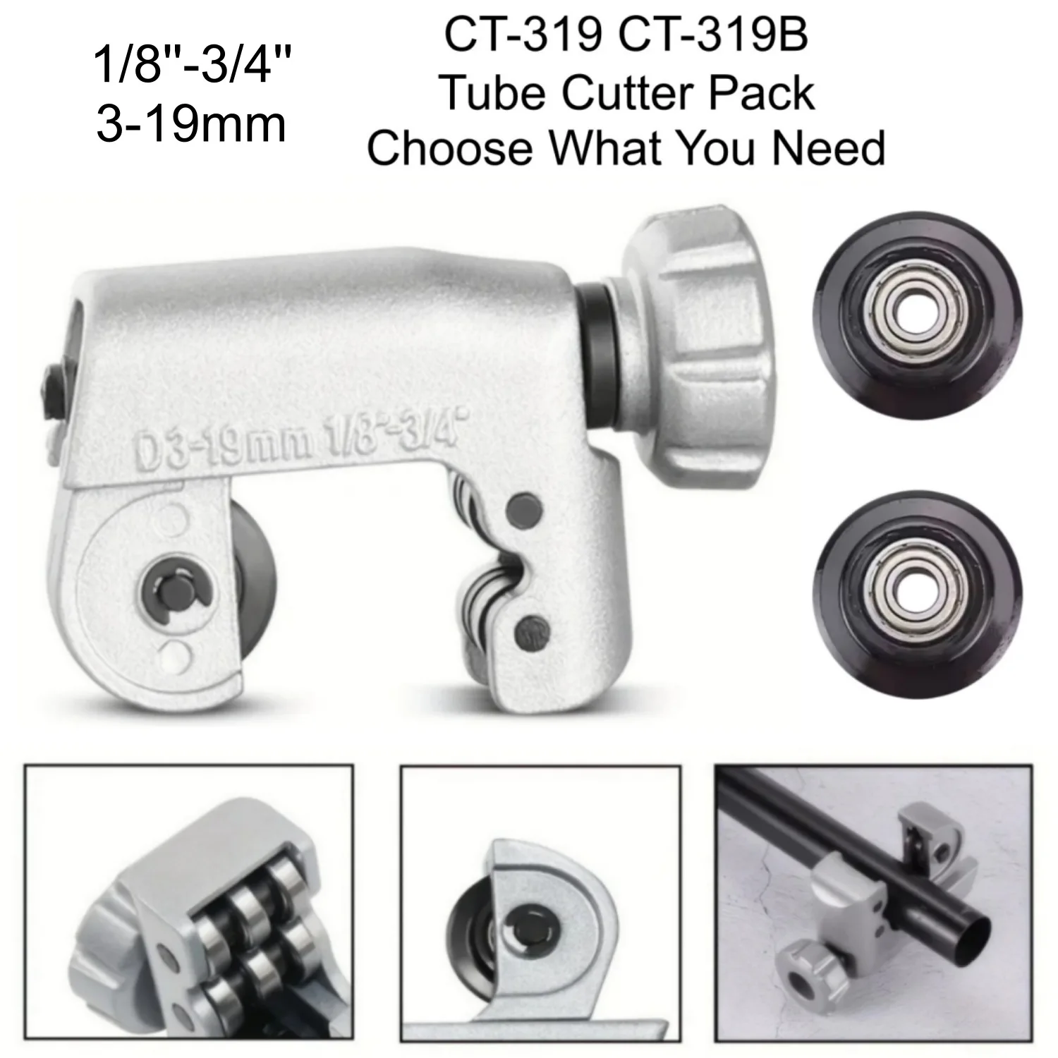Mini-Rohrschneider für Außendurchmesser 1/8"-3/4" (3-19MM) Kompakter Schneider für Kupfer, Aluminium, Messing, Kunststoff, mit Austauschbarem Schneidrad – Detail 1