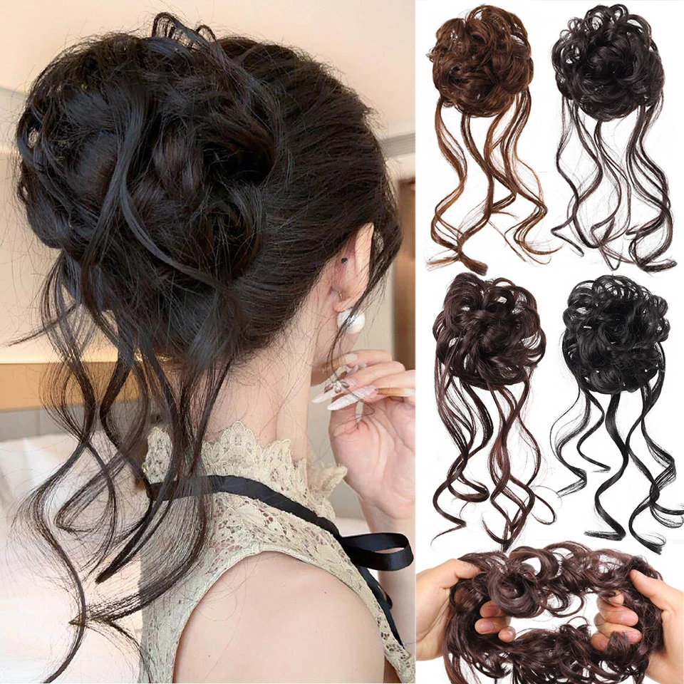 

Synthetic silk dragon whisker meatball head fluffy headband style flower bud head suitable for women's daily party use