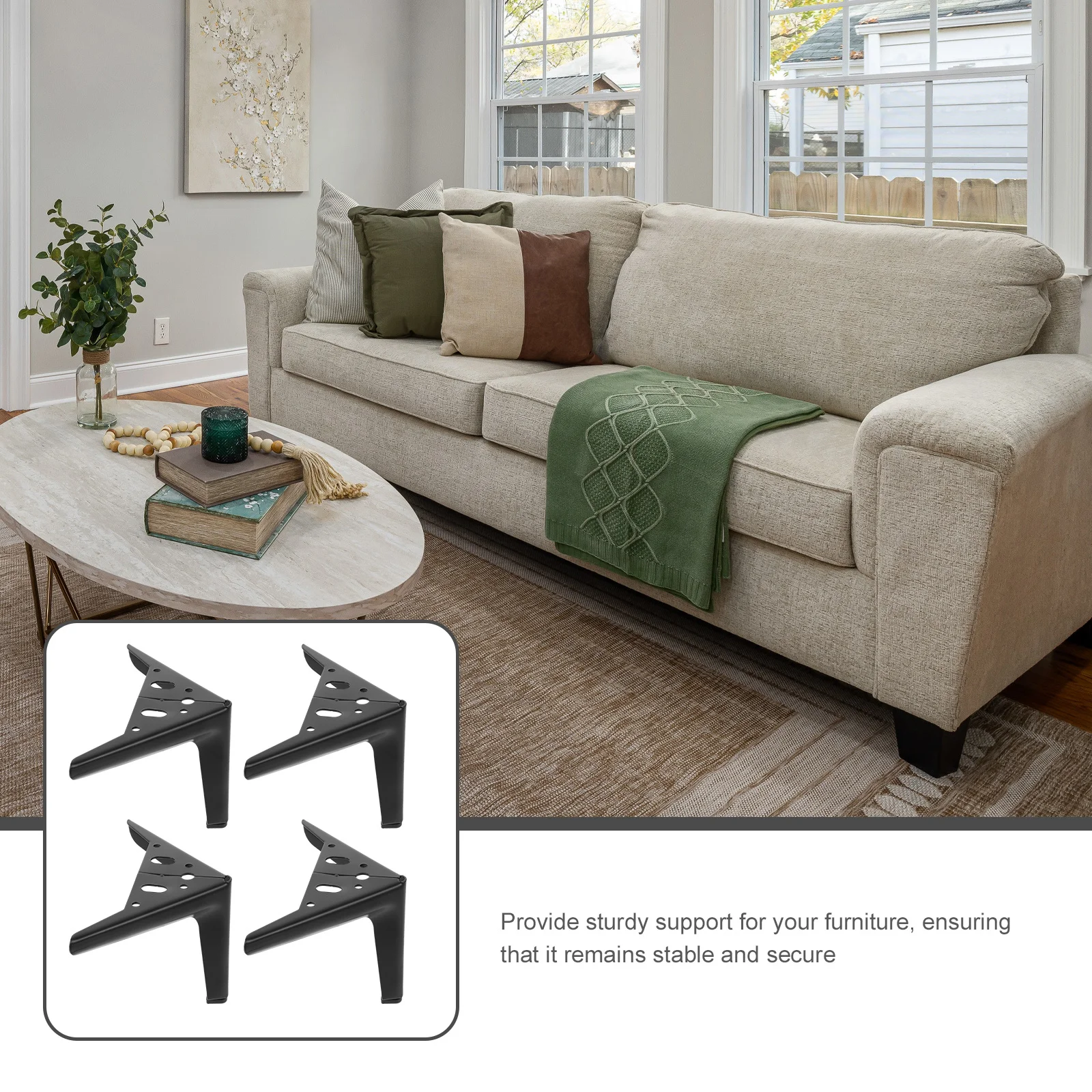 

4 Pcs Furniture Legs Metal Sofa Couch Replacement for Bed Feet Coffee Table Cabinet Foot