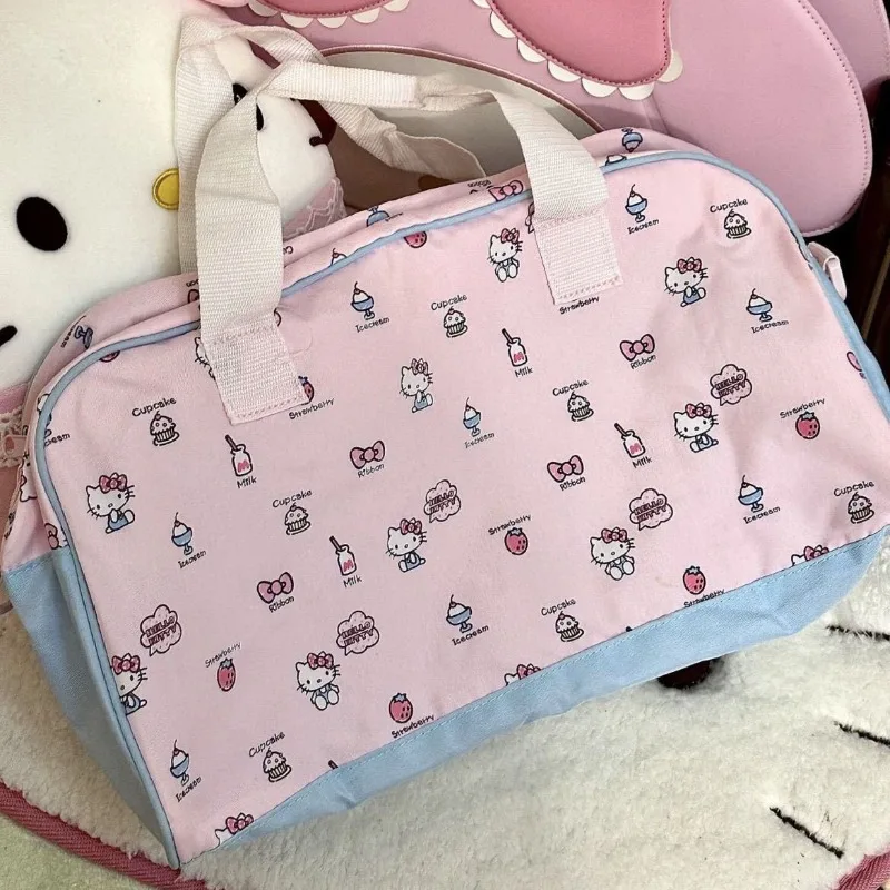 

KT Cat Travel Bag Cartoon Kawaii Sweet Fitness Large Capacity Handbag Multi Purpose Portable Outward Travel Clothing Storage Bag