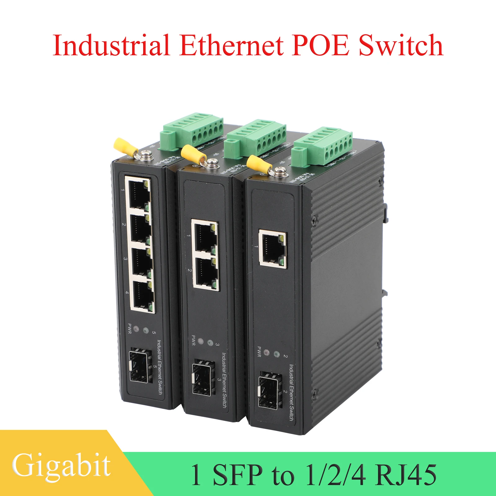 1PCS 100M/1000M SFP Industrial Converter 1 SFP to 1/2/4 POE Transceiver 10/100/1000M Fiber Optic Switch Industrial Network