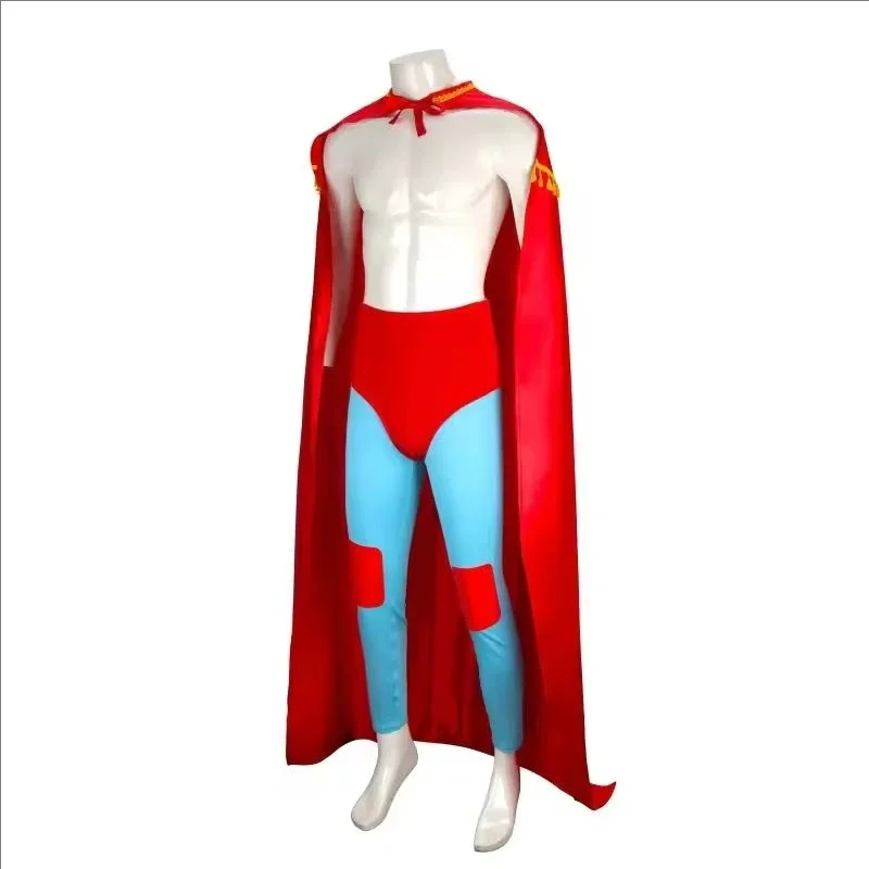 4PCS Nacho Cosplay Costume Libre Red Cloak Mask Pants Shorts Full Set Outfits Mexican Wrestling Halloween Cos Outfits Adult Men - view 3