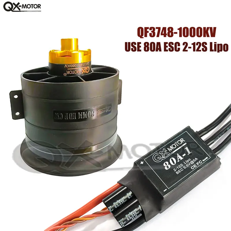 QX-MOTOR 80mm 12 lame canalisé ventilateur ensemble POUR QF-3748/3538 1000/2000KV brushless moteur et 80A/120A électriquement drone accessoires