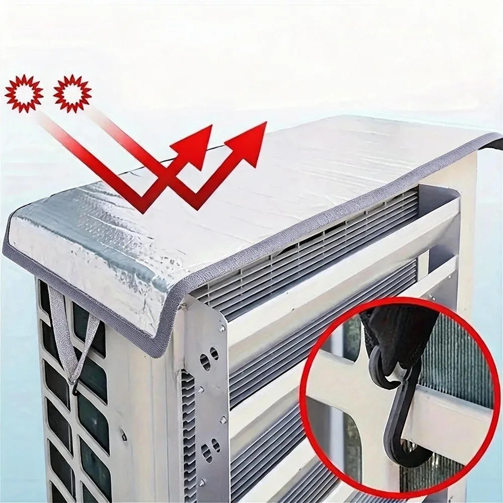 Outdoor Air Conditioner Protective Cover 46x95 cm Waterproof Sunproof Anti-Dust Anti-Snow Aluminum Foil Fabric with Elastic Band