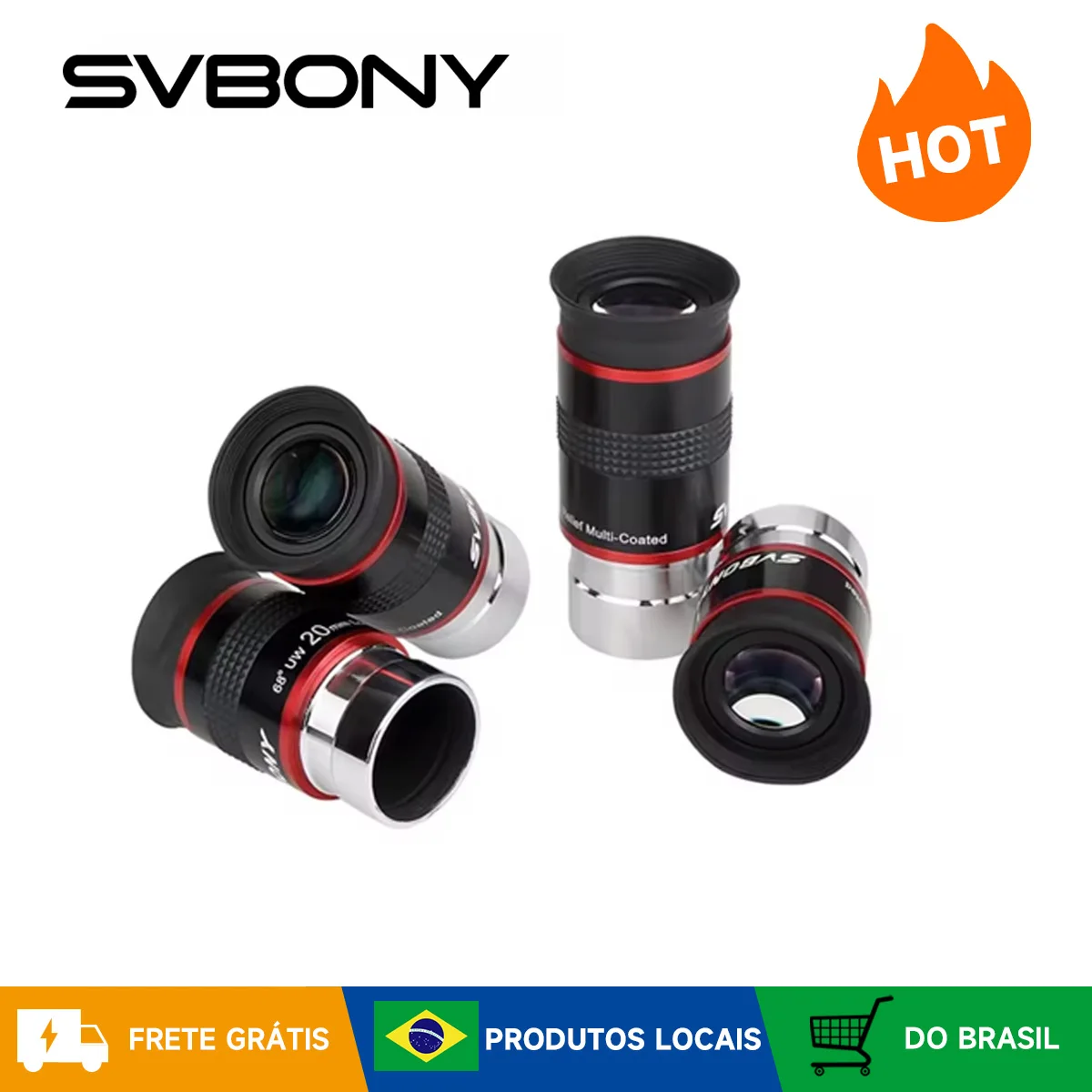 Ocular de telescópio SVBONY FMC 1,25" 68° Ultra Wide Angle 6mm/ 9mm /15m /20mm para telescópio astronômico