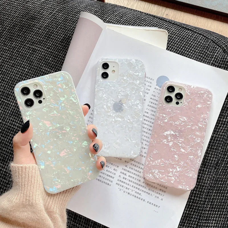 Luxo Glitter Bling Conch Pattern Phone Case para Samsung S23 S22 S21 S20 S10 Plus + Ultra Fe Note 20 ZFlip 3 ZFold 4 Cover