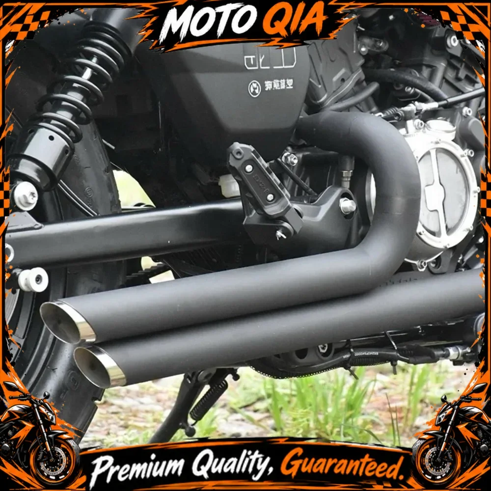 For QJMOTOR SRV 250V300 VH oblique exhaust pipe right side double outlet sound wave low horse hoof sound send accessories