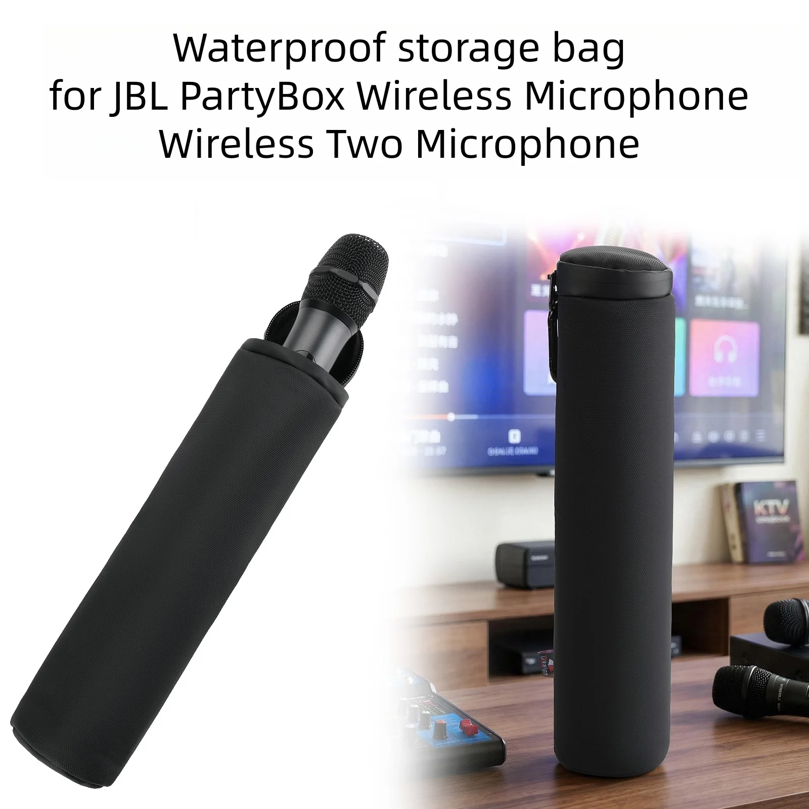 for JBL PartyBox Wireless Microphone Portable Storage Bag Anti-drop Universal Wireless Karaoke Mic Protective Bag Black