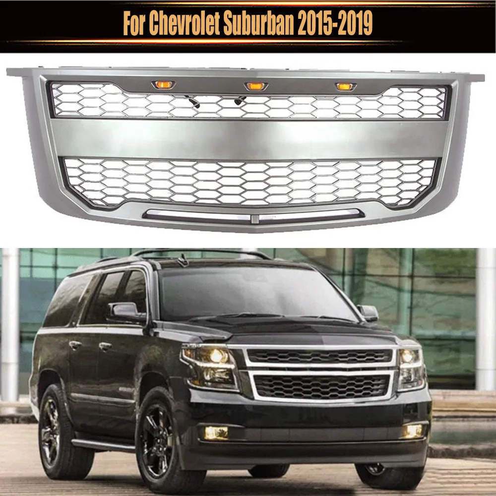 

For Chevrolet Suburban 2015-2019 Dood Mesh Mask Cover Front Radiator Grill Racing Grills ABS High Quality Bumper Grille