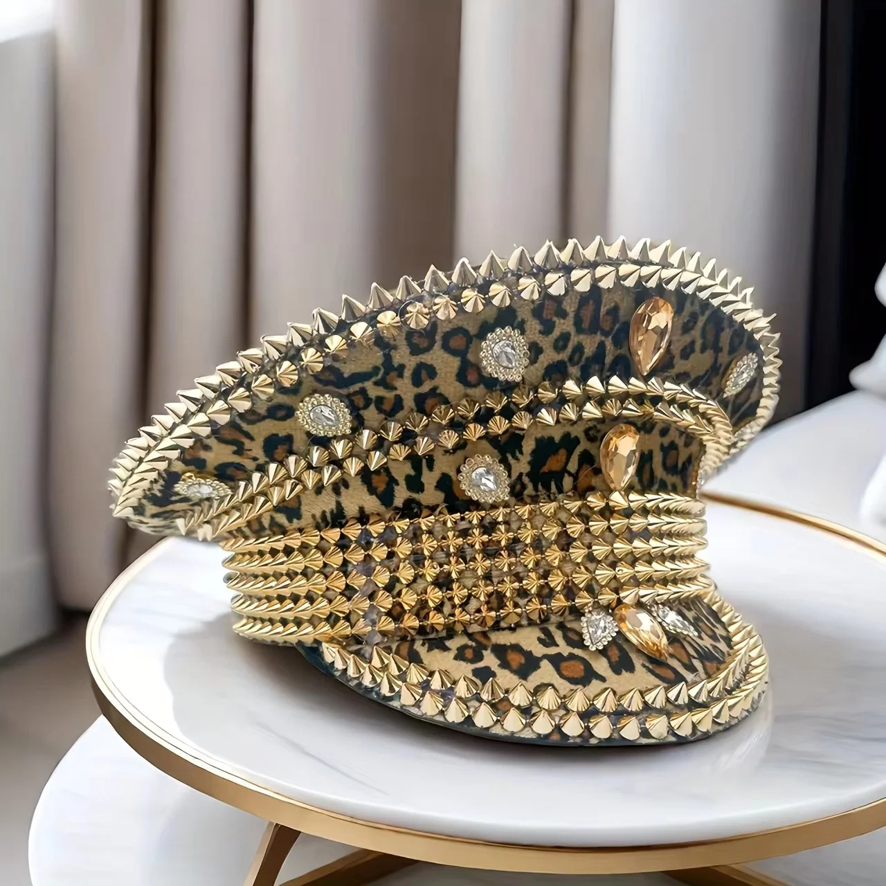 HongLuan Music Festival Costume Hat, Captain Hats Rhinestone for Carnival Woman, Cosplay Female Accessories