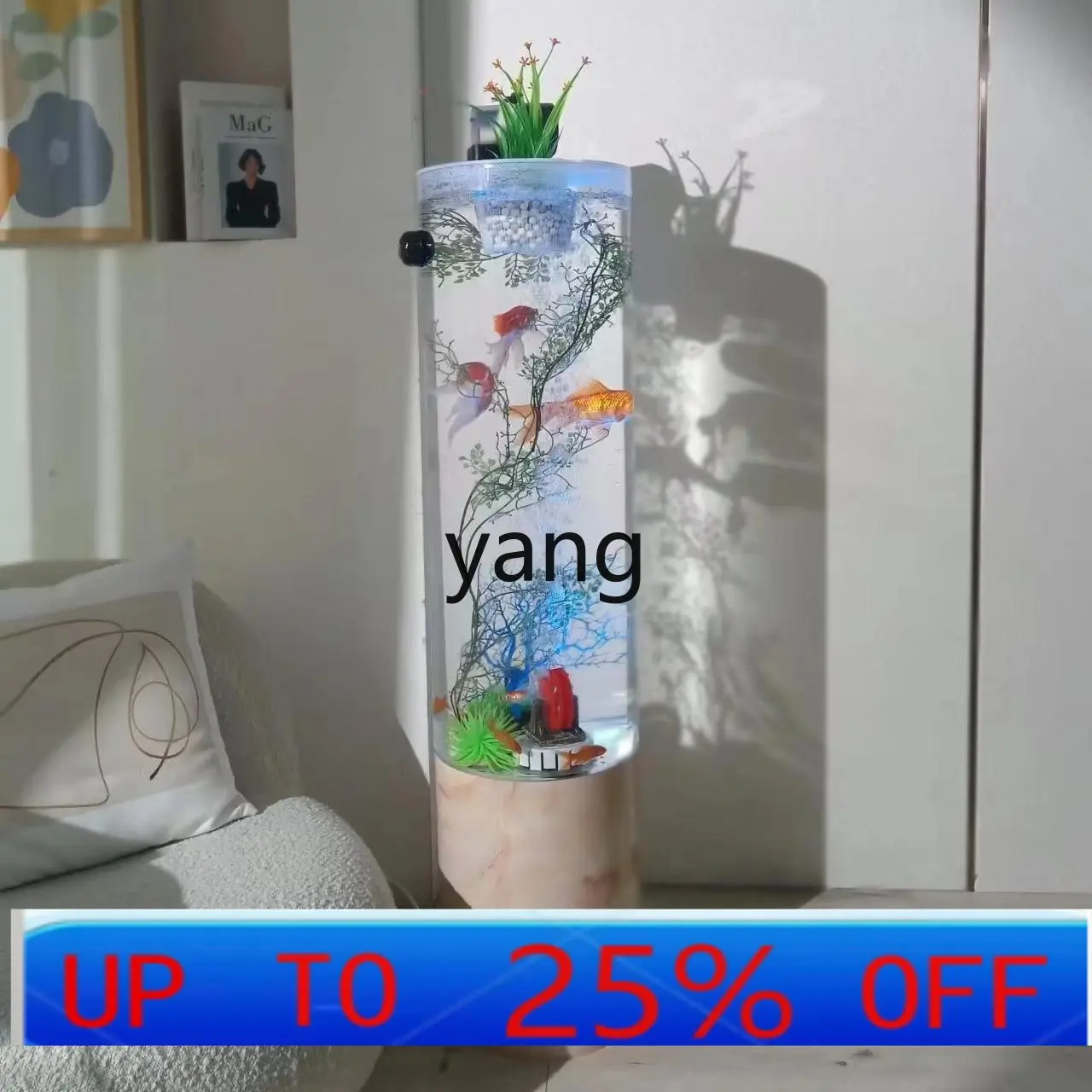 

Lhh безводный аквариум для гостиной, акриловый цилиндрический фильтр вверх и вниз, аквариум от пола до потолка, бытовой