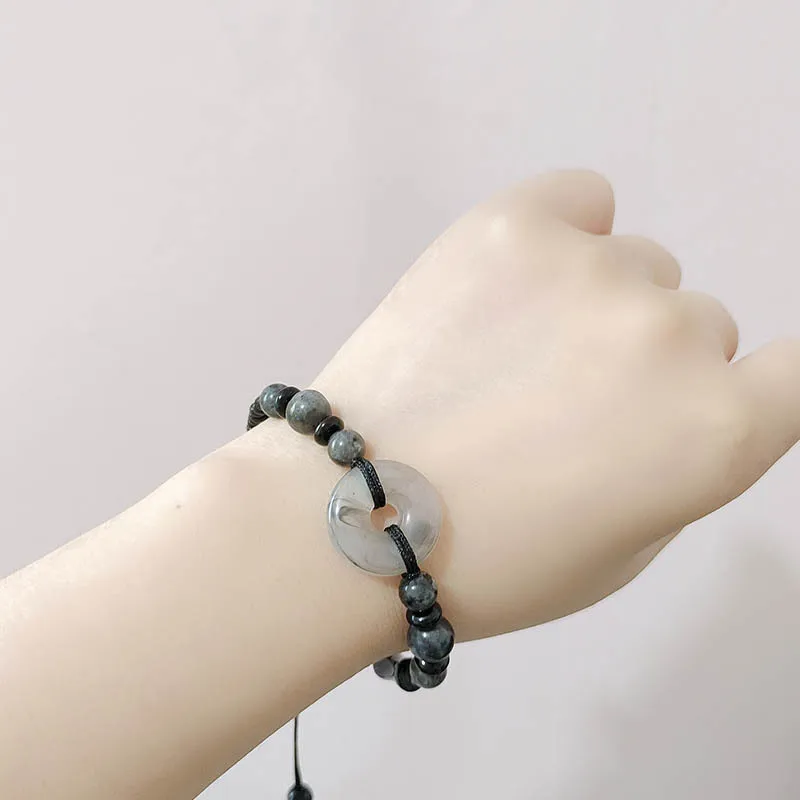 Pulsera con colgante de paz de estilo chino, diseño de nicho, sensación de alta gama, pulsera de cuentas pura tejida a mano