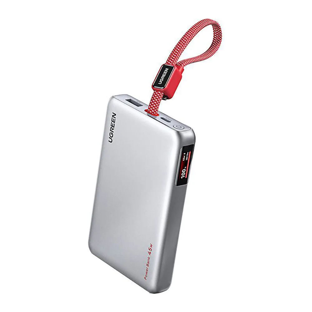 

UGREEN 10000mAh Portable Charger Built-in Cable 45W Fast Charging Power Bank Lightweight Airplane Allowed for Mobile Phones