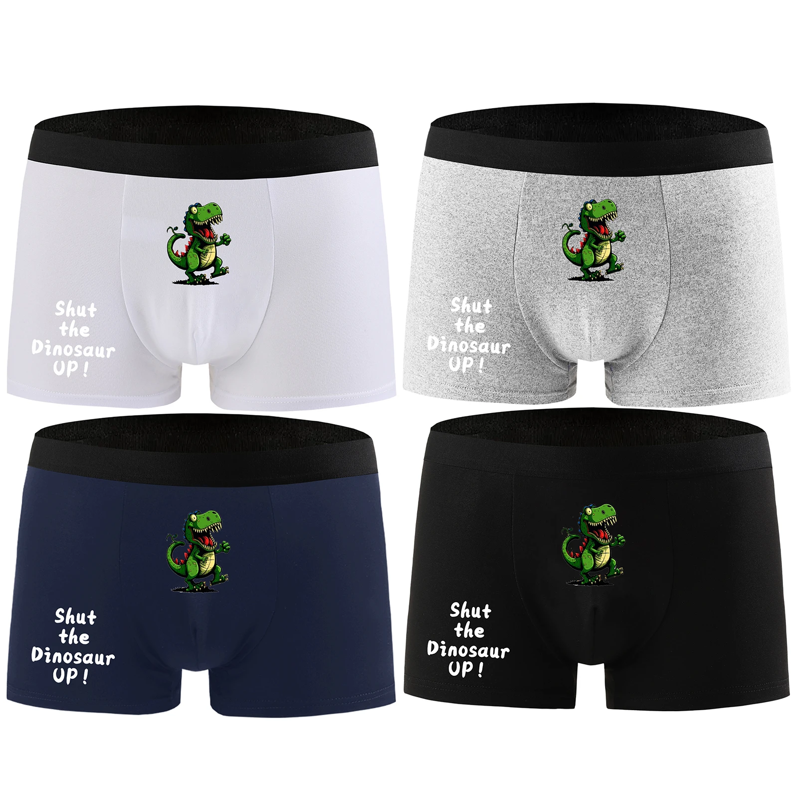 

Men's Fashion Funny Novelty Dinosaur Printed Sexy Boxer Briefs Low Waist U Convex Panties Men Knickers Breathable Underwear
