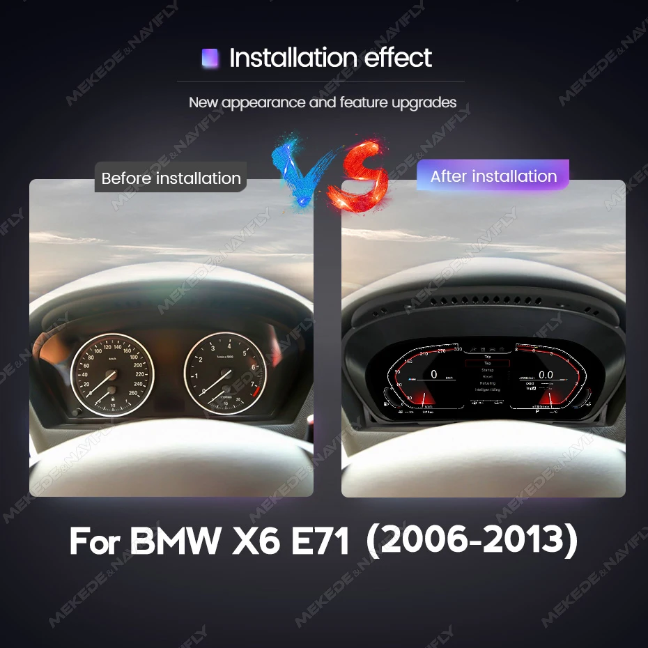 MEKEDE 12,3 Zoll LCD-Digital-Dashboard für BMW X5 E70 X6 E71 2006-2013 CCC CIC System Tachometer Tankanzeige Fahrzeuginformationen – Detail 3