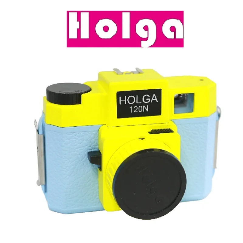 كاميرا فيلم Holga 120 الكلاسيكية الملونة 120N كاميرا متوسطة الحجم Lomography Lomo Kodak Fujifilm وردي أزرق