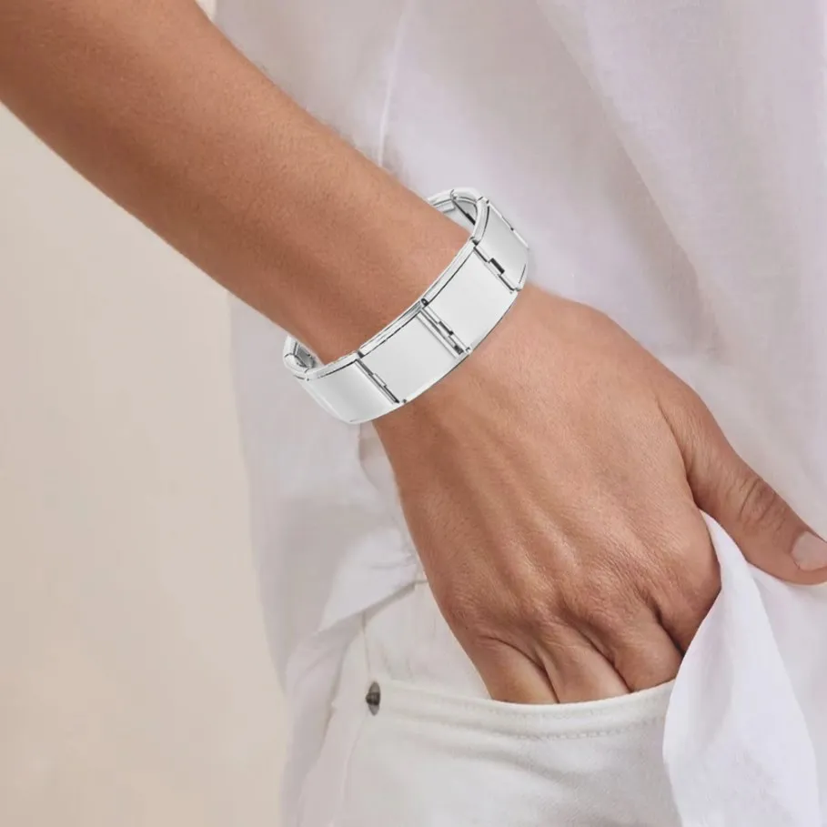 ​URING New Fashion 2025 Stainless Steel Gold Color Bangles Big 20x18mm Italian Charms Link Female Male Hand Chain Jewelry Gifts