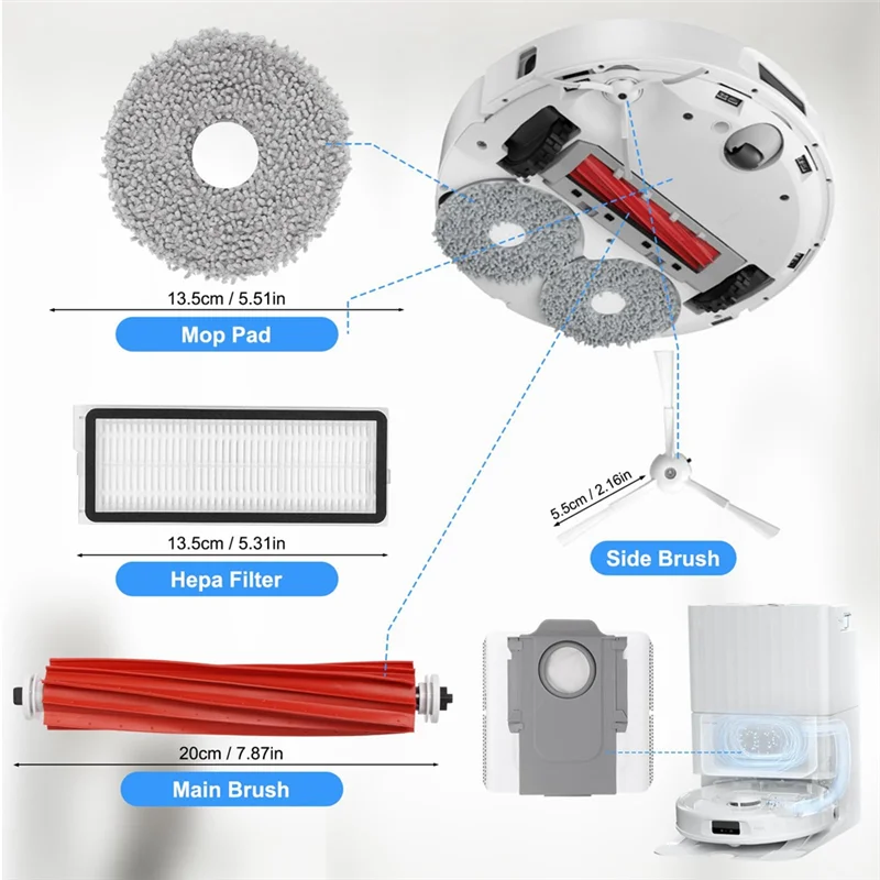 Stable-For Roborock Q Revo Robtic Vacuum Cleaner Main Roller Side Brush Hepa Filter Mop Pads Dust Bags Spare Replacement