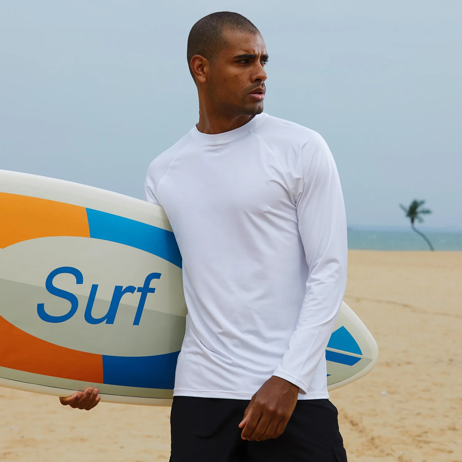 Herren Langarm Schwimm hemden Rash guard bis 50 UV Sonnenschutz hemd sportliches Training Laufen Wandern T-Shirt Bade bekleidung – Detail 19