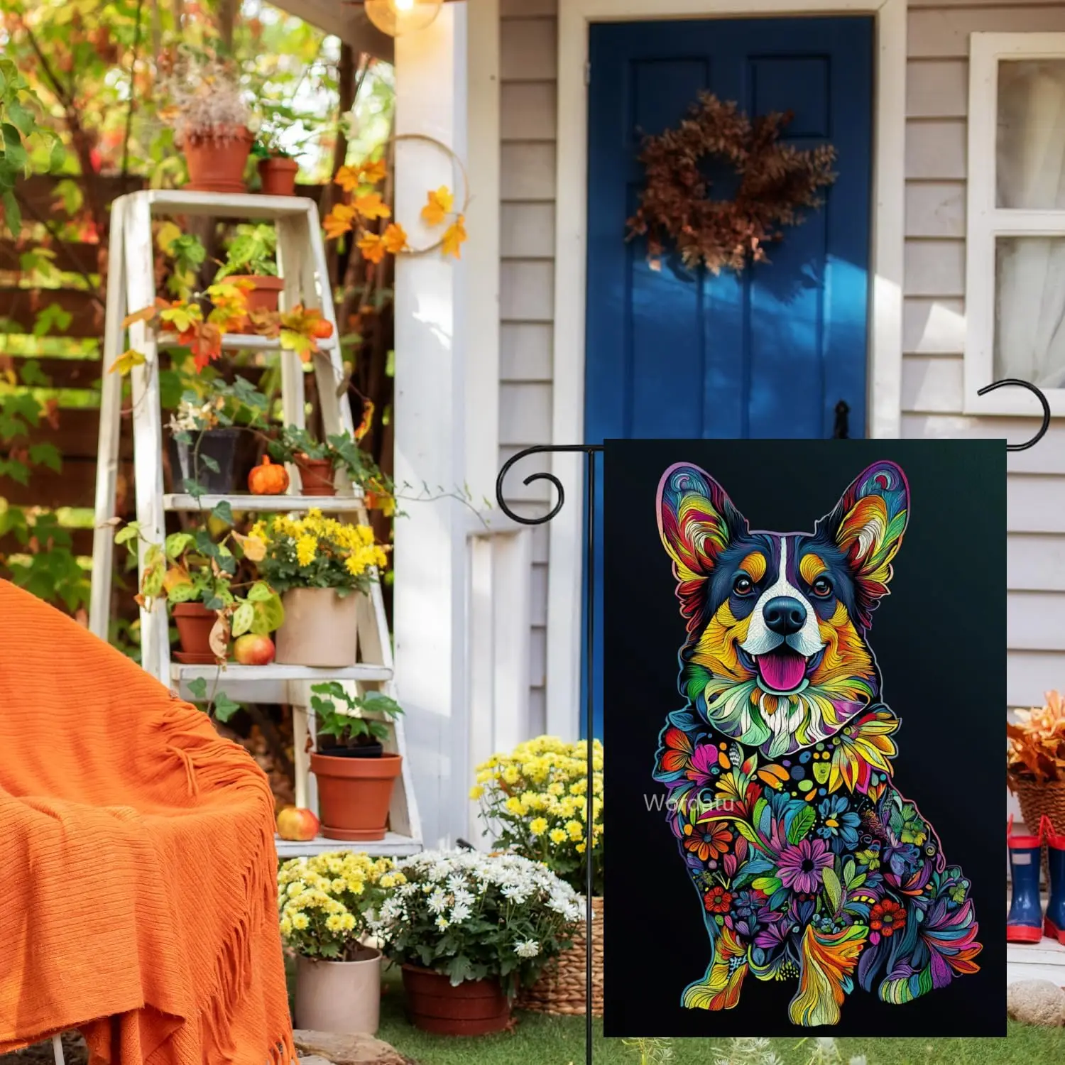 Welcome Spring Summer Garden Flag 12x18 Colorful Corgi Double Sided Garden Flag Floral Flower Garden Yard House Flags Outsid yyi