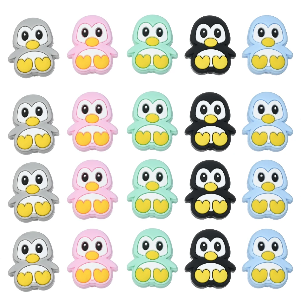5Pcs Colorful Penguin Silicone Beads Loose Beads For DIY Handmade Pacifier Chain Bracelet Jewelry Making Accessories