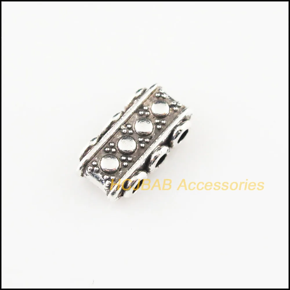 20 New Rectangle Charms Tibetan Silver Color 3-Holes Spacer Beads 7.5x14.5mm