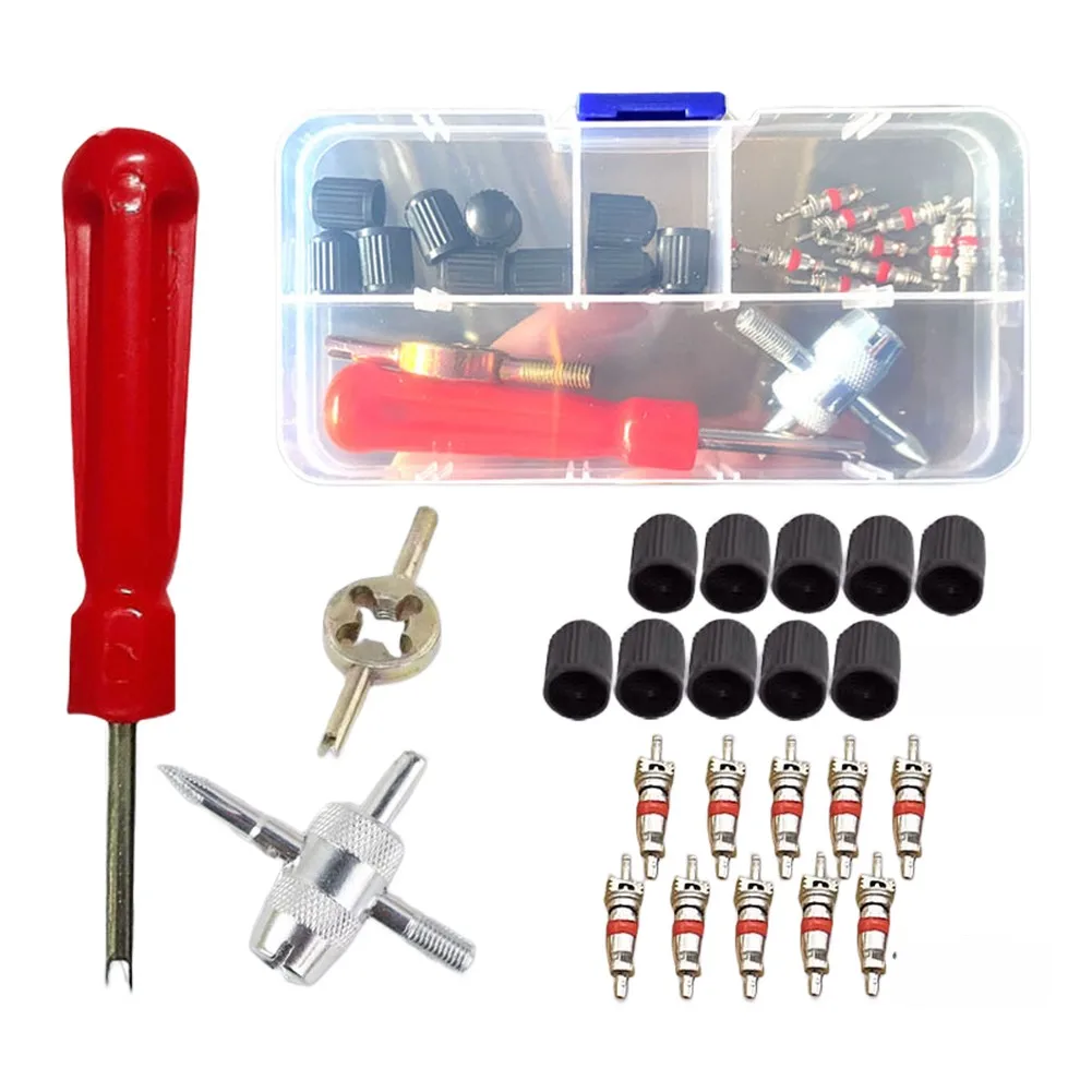 1Set Copper Valve Stem Repair Kit With Dual Head Tool Quick Install Core Remover For Cars Motorcycles Bicycles Electric Vehicles