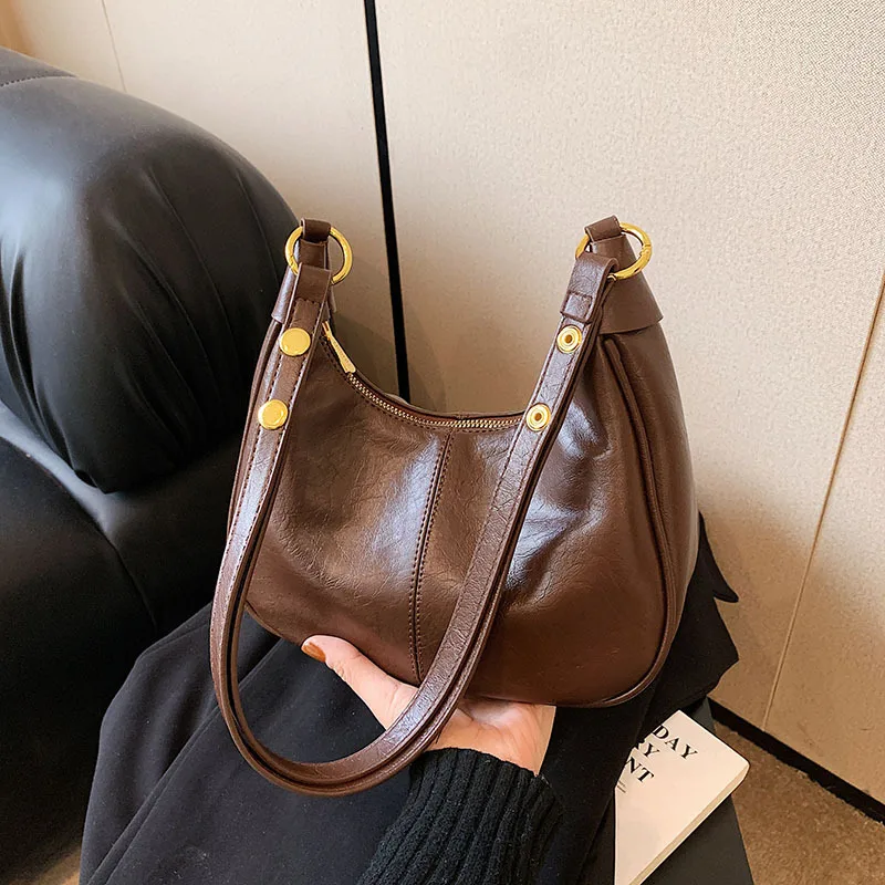 Mais vendido, mais vendido, para combinar com as axilas, estilo k, cera de óleo, couro, roupas de trabalho, ombro único, bolsa crossbody feminina