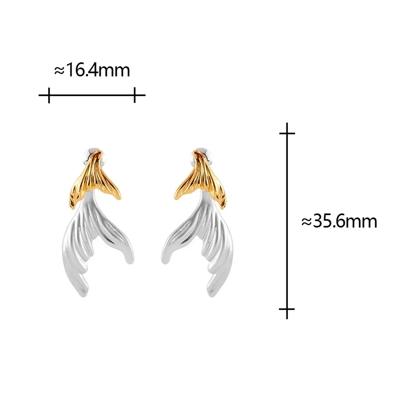 

Real 925 Sterling Silver Detachable Fish Tail Stud Earring for Women Minimalist Cute Fine Jewelry Animal Accessory in Summer