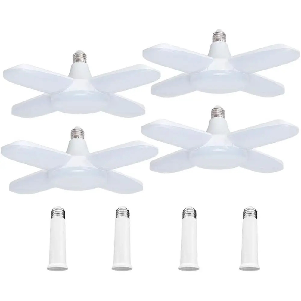 

Комплект из 4 светодиодных светильников для гаража, 6000 лм, 60 Вт, регулируемый светильник для мастерской с 4 регулируемыми панелями, 6000K, потолочные светодиодные светильники для гаража, цоколь E26 - 36