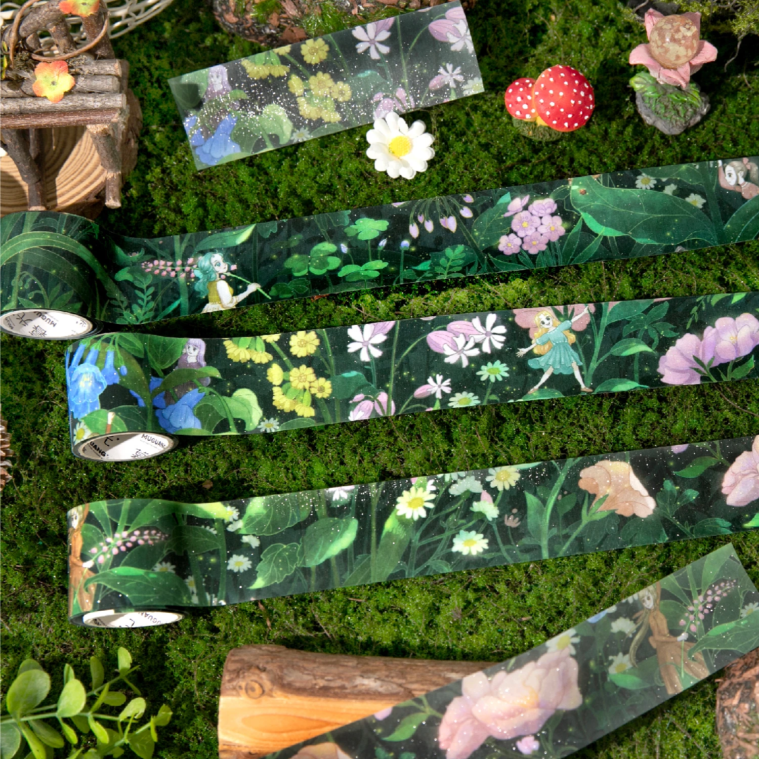 

1 рулон Dream Forest Theme ПЭТ матовая блестящая лента для журнала «сделай сам», фоторамка, материал для коллажа, альбом для вырезок, украшение телефона