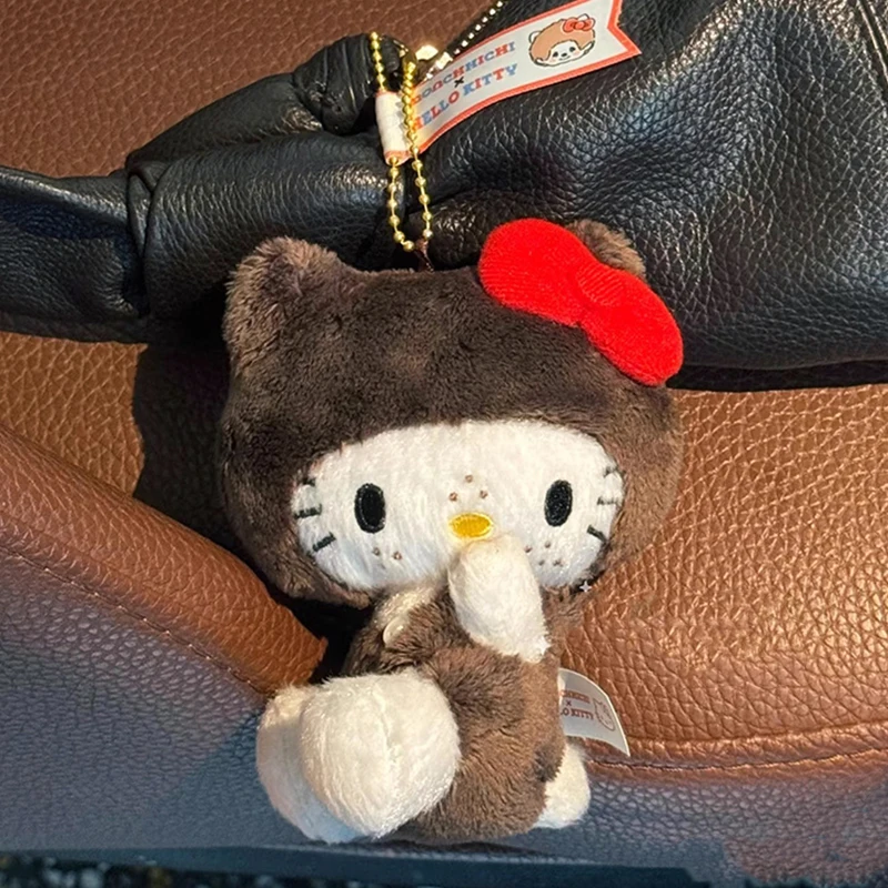Kawaii Sanrios Hellokittys Freckled Plush Keychains Anime Kitty Cat Plushie Toys Doll for Girls Backpack Keyring Hanging Gifts