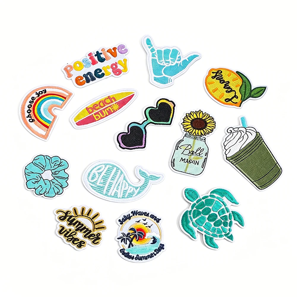 Sommerstimmung Meeresschildkröte Strand-Bum-Shaka Handaufnäher zum Aufnähen VSCO Ästhetik für Kleidung Tasche DIY Handgemachtes Deko-Geschenk Kinder – Detail 3