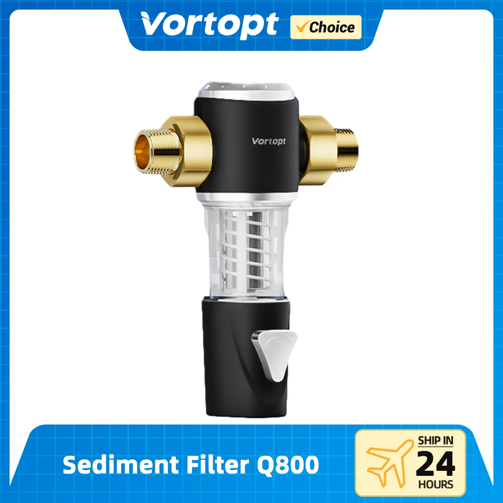 Vortopt Sediment Filter for Well Water Q800 Automatic Backwash System 40 Micron Reusable and Flushable Prefilter Filtration