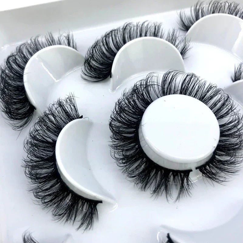New5 Pairs Fluffy Lashes 8-25mm 3D Mink Lashes Long Thick Natural False Eyelashes Wholesale Lashes Vendors Makeup Mink Eyelashes view 3